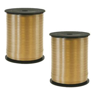 Cadeaulint - 2x rollen - goud - 5 mm x 500 meter - sierlint - kadolint - linten