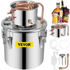 VEVOR Alcohol Distilleerder 3.1gal 12,26l Water Wijn Distilleerder Rood Koperen Pijp Thermometer Geüpdatet