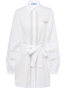 Prada robe-chemise à logo triangulaire - Blanc