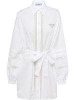 Prada robe-chemise à logo triangulaire - Blanc