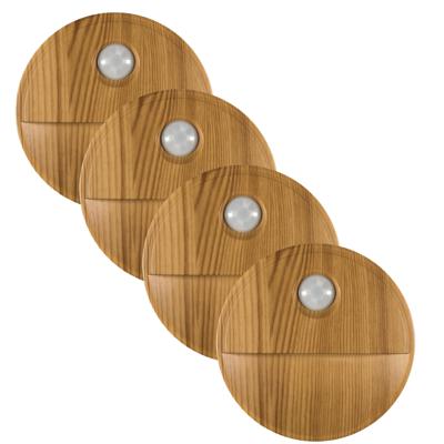 LED nachtlampje met bewegingssensor - set 4x - draadloos - zelfklevend - D8 cm