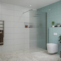 Fortifura Galeria inloopdouche - 110x200cm - ribbelglas - wandarm - Geborsteld Gunmetal PVD SW915253/SW797907