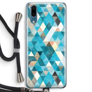 Gekleurde driehoekjes blauw: Huawei P20 Transparant Hoesje met koord