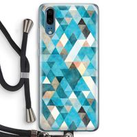 Gekleurde driehoekjes blauw: Huawei P20 Transparant Hoesje met koord