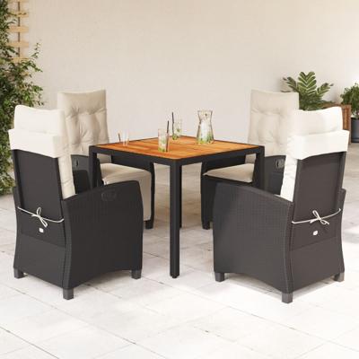 5-delige Tuinset met kussens poly rattan zwart 5-delige Tuinset met kussens poly rattan zwart