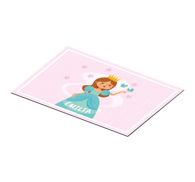 Placemat met naam Schattige prinses met sterren en vogels