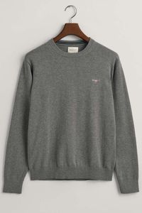 GANT Regular Fit Trui ronde halsgrijs, Effen