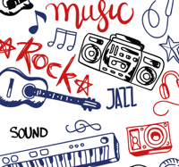 Behang Muziekinstrumenten en tekst Behang Muziekinstrumenten en tekst