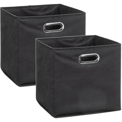 Opbergmand / kastmand - Set van 2x stuks - donkergrijs - linnen - 29 liter - 31 x 31 x 31 cm - Opber