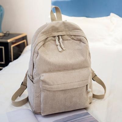 Zachte stof rugzak vrouwelijke corduroy design school rugzak voor tiener meisjes vrouwen (licht bruin)