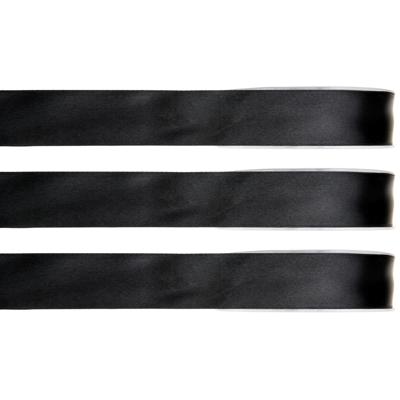 Hobby/decoratie satijnen lint - 3x - zwart - 1 cm x 25 meter - cadeauverpakking - polyester