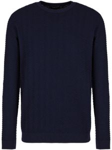 Giorgio Armani pull en laine mélangée à maille chevrons - Bleu