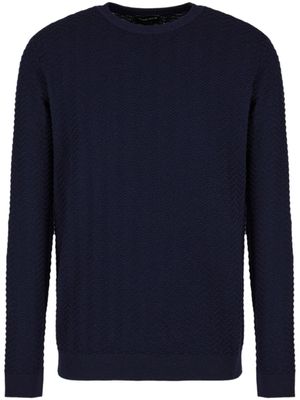 Giorgio Armani pull en laine mélangée à maille chevrons - Bleu