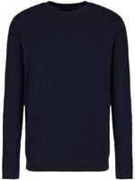 Giorgio Armani pull en laine mélangée à maille chevrons - Bleu