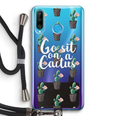 Cactus quote: Huawei P30 Lite Transparant Hoesje met koord
