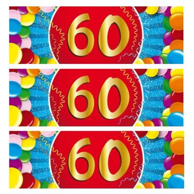 60 jaar leeftijd sticker - 10x - 19 x 6 cm - verjaardag - jubileum - versiering