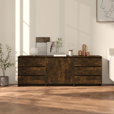 3 st Dressoirs bewerkt hout gerookt eikenkleurig