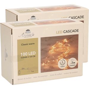 Set van 2x stuks kerstverlichting warm wit 900 lampjes 20 meter lichtsnoer met timer en dimmer