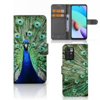 Xiaomi Redmi 10 | Telefoonhoesje | Met pasjeshouder | Pauw