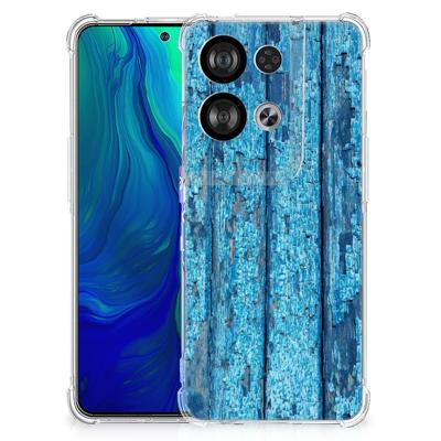 OPPO Reno8 Stevig Telefoonhoesje Wood Blue OPPO Reno8 Stevig Telefoonhoesje Wood Blue