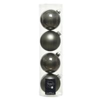 Decoris kerstballen - 4x st - antraciet grijs - D10 cm - glas - kerstversiering