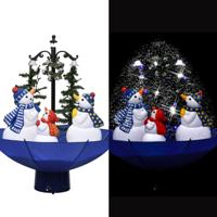 Kerstboom sneeuwend met paraplubasis 75 cm PVC blauw