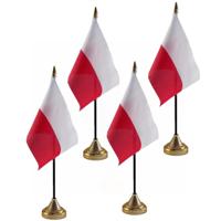 Polen tafelvlaggetjes - 4x stuks - 10 x 15 cm - met gouden standaard - H27 cm - versiering