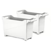 Plasticforte opberg Trolley Container - 2x - ivoor wit - L45 x B17 x H29 cm - kunststof - Opberg trolley