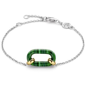 TI SENTO-Milano 23008MA Armband zilver goud-en zilverkleurig-malachietgroen 16-20 cm