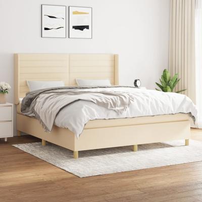 Boxspring met matras stof crèmekleurig 160x200 cm