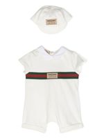 Gucci Kids barboteuse à bande Web - Blanc