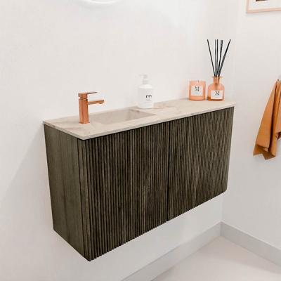 Toiletmeubel Mondiaz Joya Dlux | 81.6 cm | Meubelkleur Shadow | Faye wastafel Frappe Wasbak Links | 1 kraangat