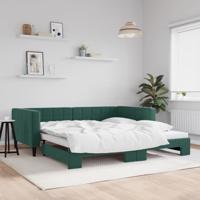 Slaapbank met onderschuifbed 100x200 cm fluweel donkergroen