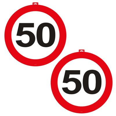 Deurbord 50 Jaar - 2x - verkeersbord - 47 cm - karton - leeftijd versiering