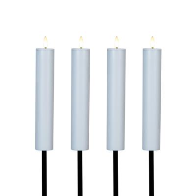 Solar kaars fakkel - 8x - wit - tuinsteker - H76 cm - 3D lont - timer functie - tuinlamp