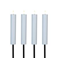 Solar kaars fakkel - 8x - wit - tuinsteker - H76 cm - 3D lont - timer functie - tuinlamp