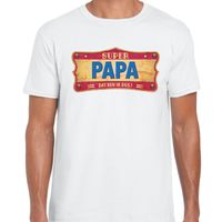 Super papa cadeau / kado t-shirt vintage wit voor heren