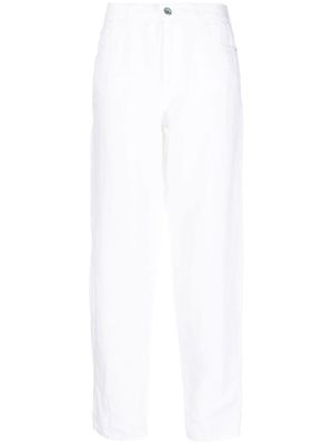 Emporio Armani pantalon en lin à coupe droite - Blanc