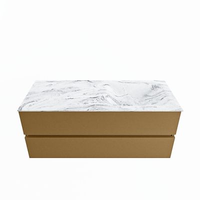 MONDIAZ VICA-DLUX 120cm badmeubel onderkast Oro 2 lades. Inbouw wastafel CLOUD rechts 1 kraangat, kleur Glace.