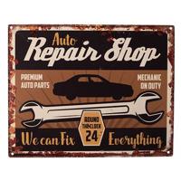 Clayre & Eef Tekstbord 25x20 cm Bruin Ijzer Auto Repair shop Wandbord - thumbnail