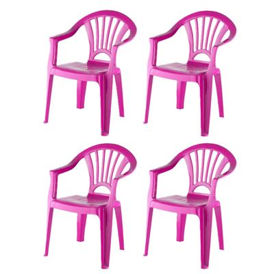 Camping Kinderstoel van kunststof - 4x stuks - fuchsia roze - 37 x 31 x 51 cm