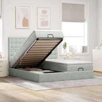 Ottoman bed met matrassen en LED's 180x200cm fluweel lichtgrijs