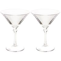 2x stuks onbreekbaar martini glas transparant kunststof 20 cl/200 ml - Cocktailglazen