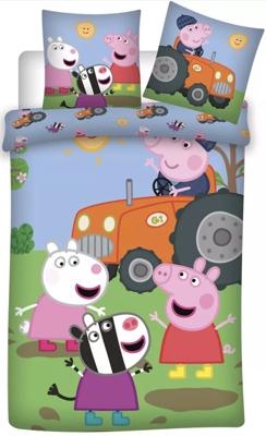 Peppa Pig dekbedovertrek tractor 140 x 200 cm - 70 x 80 cm - katoen