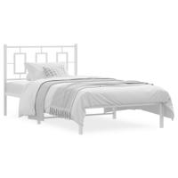 Bedframe met hoofdbord metaal wit 100x190 cm