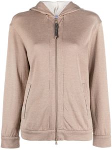 Brunello Cucinelli hoodie zippé à manches longues - Marron