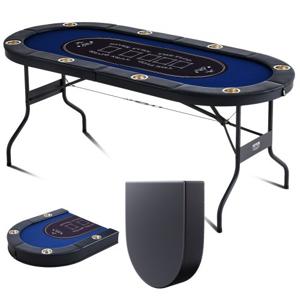 VEVOR Casino Pokertafel Klaptafelpoten 1830 x 820 x 720 mm (L x B x H), Opvouwbare pokertafel, Zwart en Blauw Poker Pad Klaptafel voor 8 spelers, Pokertafel met stofkap Draagbaar