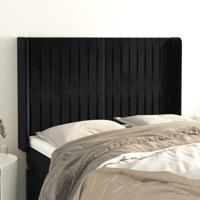Hoofdbord met randen 147x16x118/128 cm fluweel zwart
