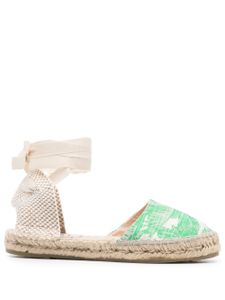 Manebi espadrilles à motif palmier - Vert