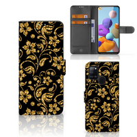 Samsung Galaxy A21s Hoesje Gouden Bloemen